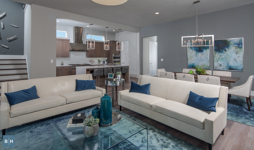 bold and bright colors used in living room